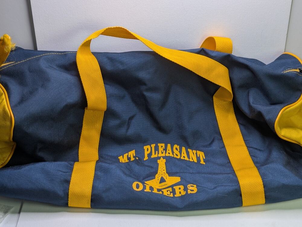 Mt. Pleasant Oilers Duffel Bag Navy YellowMichigan School Sports Gym Bag